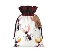 WZYCWB Abstract Ant Christmas Gift Bags for Christmas Party Supplies Decorations, 8.3 * 11.8 Inch Colorblock Burlap Drawstring Gift Bags,