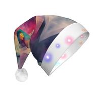 WZYCWB Abstract fractal gradient Patterns Santa Hat | Plush Glowing Holiday Hat for Christmas, New Year's, and Party Events