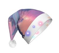 WZYCWB Abstract glacier Patterns Santa Hat | Plush Glowing Holiday Hat for Christmas, New Year's, and Party Events