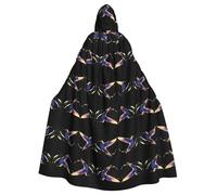 WZYCWB Abstract Hummingbird Printed hooded cape suitable for masquerade, Halloween party cosplay props