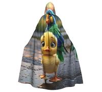 WZYCWB adorable yellow duckling Printed adult party decoration cape, Halloween hooded cape, unisex Halloween, carnival, masquerade, role play