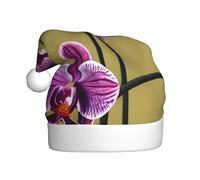 WZYCWB Adult New Year Santa Hat, Beautiful Orchids Plush Santa Hat, 15.7 Inch Tall, Christmas New Year Party Unisex Decorative Hat