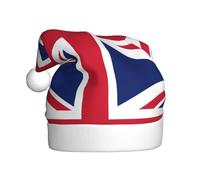 WZYCWB Adult New Year Santa Hat, British flag Plush Santa Hat, 15.7 Inch Tall, Christmas New Year Party Unisex Decorative Hat