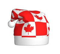 WZYCWB Adult New Year Santa Hat, Canadian flag Plush Santa Hat, 15.7 Inch Tall, Christmas New Year Party Unisex Decorative Hat
