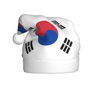 WZYCWB Adult New Year Santa Hat, Flag of Republic of Korea Plush Santa Hat, 15.7 Inch Tall, Christmas New Year Party Unisex Decorative Hat