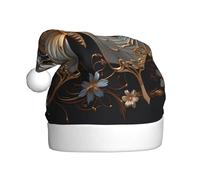 WZYCWB Adult New Year Santa Hat, Gold White Butterflies Plush Santa Hat, 15.7 Inch Tall, Christmas New Year Party Unisex Decorative Hat