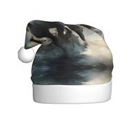 WZYCWB Adult New Year Santa Hat, Horses running wild in the river Plush Santa Hat, 15.7 Inch Tall, Christmas New Year Party Unisex Decorative Hat