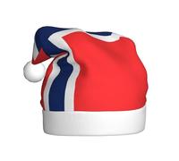 WZYCWB Adult New Year Santa Hat, Norwegian flag Plush Santa Hat, 15.7 Inch Tall, Christmas New Year Party Unisex Decorative Hat