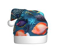 WZYCWB Adult New Year Santa Hat, Submarine reef fish Plush Santa Hat, 15.7 Inch Tall, Christmas New Year Party Unisex Decorative Hat