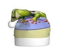WZYCWB Adult New Year Santa Hat, The funny frog doing yoga Plush Santa Hat, 15.7 Inch Tall, Christmas New Year Party Unisex Decorative Hat
