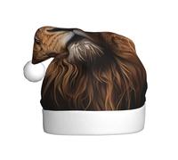 WZYCWB Adult New Year Santa Hat, The Lion's Gaze Plush Santa Hat, 15.7 Inch Tall, Christmas New Year Party Unisex Decorative Hat