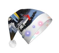 WZYCWB Advanced Snowmobile Patterned Santa Hat | Plush Glowing Holiday Hat for Christmas, New Year's, and Party Events