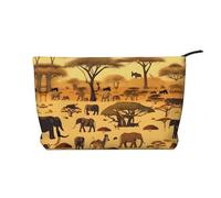 WZYCWB African grassland animals Corduroy cosmetic bag, women's portable zipper handbag purse, suitable for travel and daily storage, cosmetics