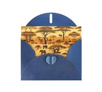 WZYCWB African grassland animals Patterned Blue Holiday Card (6x4) with Envelope. Suitable for birthdays, weddings, and condolences.