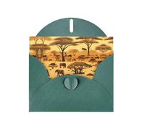 WZYCWB African grassland animals Patterned Dark Green Holiday Card (6x4) with Envelope. Suitable for birthdays, weddings, and condolences.