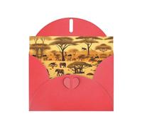 WZYCWB African grassland animals Patterned Red Holiday Card (6x4) with Envelope. Suitable for birthdays, weddings, and condolences.
