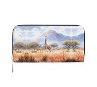 WZYCWB African Savanna Giraffe Leather clutch bags zipper wallets and card holders are perfect for travel or daily use, African Savanna Giraffe, One Size
