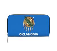 WZYCWB African Savanna Giraffe Leather clutch bags zipper wallets and card holders are perfect for travel or daily use, Oklahoma State Flag, One Size
