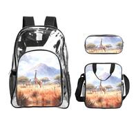 WZYCWB African Savanna Giraffe Printed backpack set | Lunch bag and pencil case | Perfect for work, business trips, and vacations.