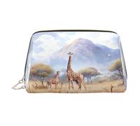 WZYCWB African Savanna Giraffe Printed Leather Cosmetic Bag for Women - Stylish and Soft, Durable