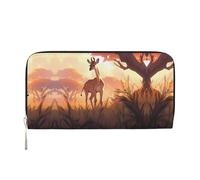 WZYCWB African savannah giraffe calf Printed zippered wallet perfect for travel, business, and everyday wear. Holds cell phones and cash.
