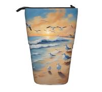 WZYCWB Airborne Seagulls Printed Retractable Pen Holder Suitable for use as a Simple Cosmetic Bag, Wallet, etc.