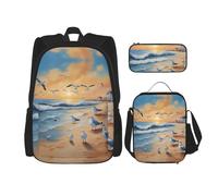 WZYCWB Airborne Seagulls School Bag + Pencil case + Lunch Bag Combination Backpack Suitable for Everyday Commuting