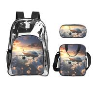 WZYCWB Airplanes are soaring Printed backpack set | Lunch bag and pencil case | Perfect for work, business trips, and vacations.