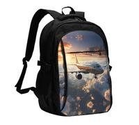 WZYCWB Airplanes are soaring Printed laptop backpack, business men's commuter backpack, computer bag with USB port charging