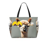 WZYCWB Alpaca avatar Printed beach travel bag for swimming and fitness/supermarket shopping/seaside vacation
