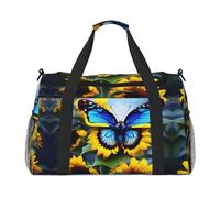 WZYCWB Alpaca avatar Printed fitness travel bag. Perfect for yoga training, short trips, and swimming gear., Sunflower Blue Butterfly, One Size