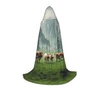 WZYCWB Alpine cattle Printed Small Hooded Cape, Holiday Party Costume, Carnival Party Prop, Sizes S/M/L