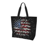 WZYCWB American Flag Firework Printed Tote Bag - Shoulder Bag - Suitable for Travel, Yoga, Beach, Commute, Shopping - Gift for Men and Women