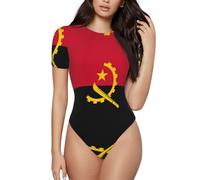 WZYCWB Angola Flag Pattern women's round-neck tights T-shirts - home leisure sportswear, sizes S-XXL, Black, Small