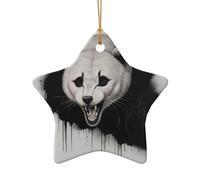 WZYCWB Angry howling wolf patterned Star Shape ceramic pendant, perfect for decorating your home Christmas tree for winter parties
