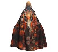 WZYCWB Antelope and Flowers Patterned hooded cape, robe Cosplay costume for men and women, Halloween adult role play costume