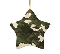WZYCWB Army camouflage patterned Star Shape ceramic pendant, perfect for decorating your home Christmas tree for winter parties