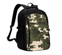 WZYCWB Army camouflage Printed laptop backpack, business men's commuter backpack, computer bag with USB port charging