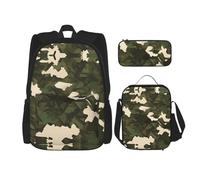 WZYCWB Army Camouflage School Bag + Pencil case + Lunch Bag Combination Backpack Suitable for Everyday Commuting