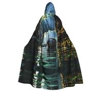 WZYCWB Asian elephant in the water Patterned ball cape, adult extended wizard robe, masquerade costume, carnival theme party dress