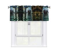 WZYCWB Asian Elephant in The Water Printed Curtain Valance, 54 inches Wide Ã- 18 inches high, Suitable for Door and Window partitions