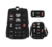 WZYCWB Atmosphere of the era Backpack (3-piece set), large capacity backpack, student school bag, pencil case, lunch bag combination