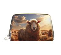 WZYCWB Australian sheep Leather cosmetic bag with pockets, portable travel cosmetic bag, large capacity cosmetic storage bag,