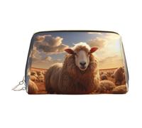 WZYCWB Australian Sheep Patterned Leather Cosmetic Bag - Perfect for Carry-On or Home Organization