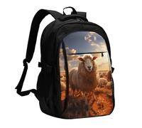 WZYCWB Australian sheep Printed laptop backpack, business men's commuter backpack, computer bag with USB port charging