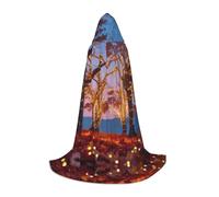 WZYCWB Autumn maple tree Printed Large Hooded Cape, Holiday Party Costume, Carnival Party Prop, Sizes S/M/L