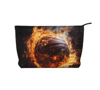 WZYCWB Basketball on Fire and Water Flame Splashing Patterned Toiletry Storage Bag, Essential for organizing Cosmetics and Skincare Products.