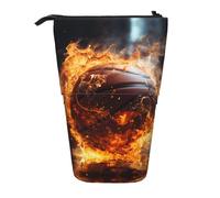 WZYCWB Basketball on Fire and Water Flame Splashing Printed Retractable Pen Holder for Dorm or Office use.
