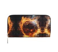 WZYCWB Basketball on Fire and Water Flame Splashing Printed zippered wallet perfect for travel, business, and everyday wear. Holds cell phones and cash.