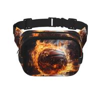WZYCWB Basketball on Fire and Water Flame Splashing Sports Waist Bag, Trendy and Fashionable Crossbody Bag, Lightweight Travel Small Bag